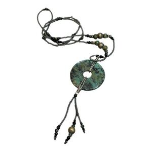 STONE PENDANT BEADED BOHO NECKLACE MULTICOLORED